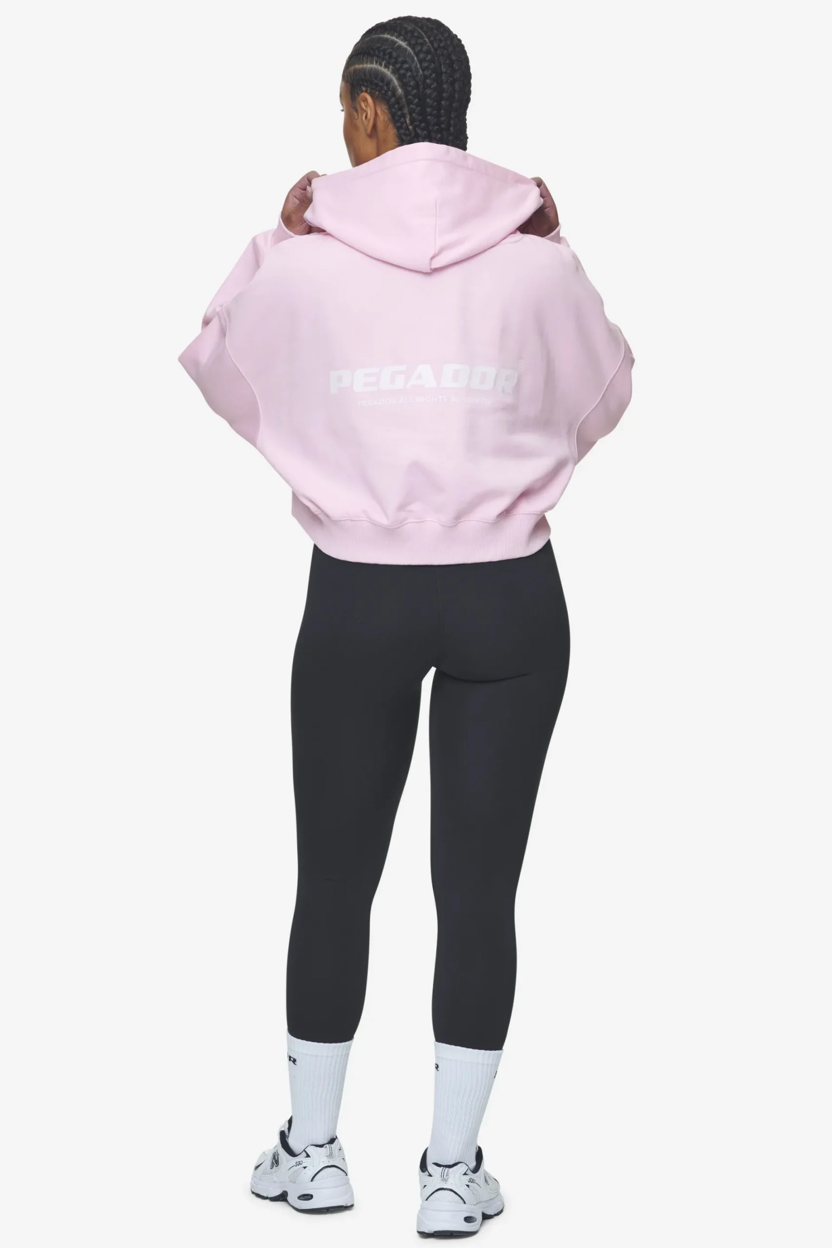 Pegador Luna Logo Oversized Cropped Hoodie Washed Bubblegum White