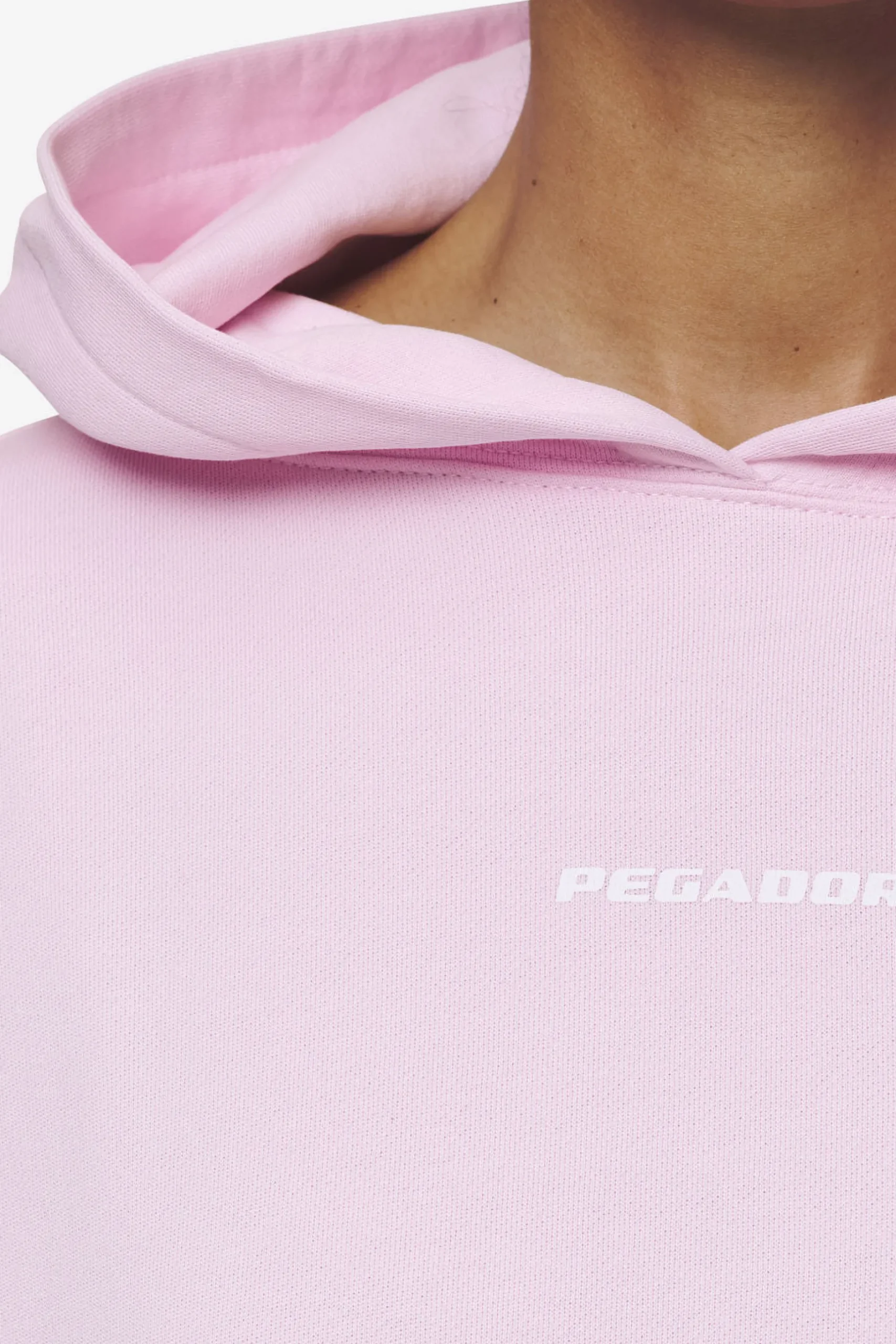 Pegador Luna Logo Oversized Cropped Hoodie Washed Bubblegum White