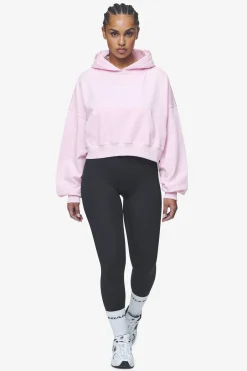Pegador Luna Logo Oversized Cropped Hoodie Washed Bubblegum White