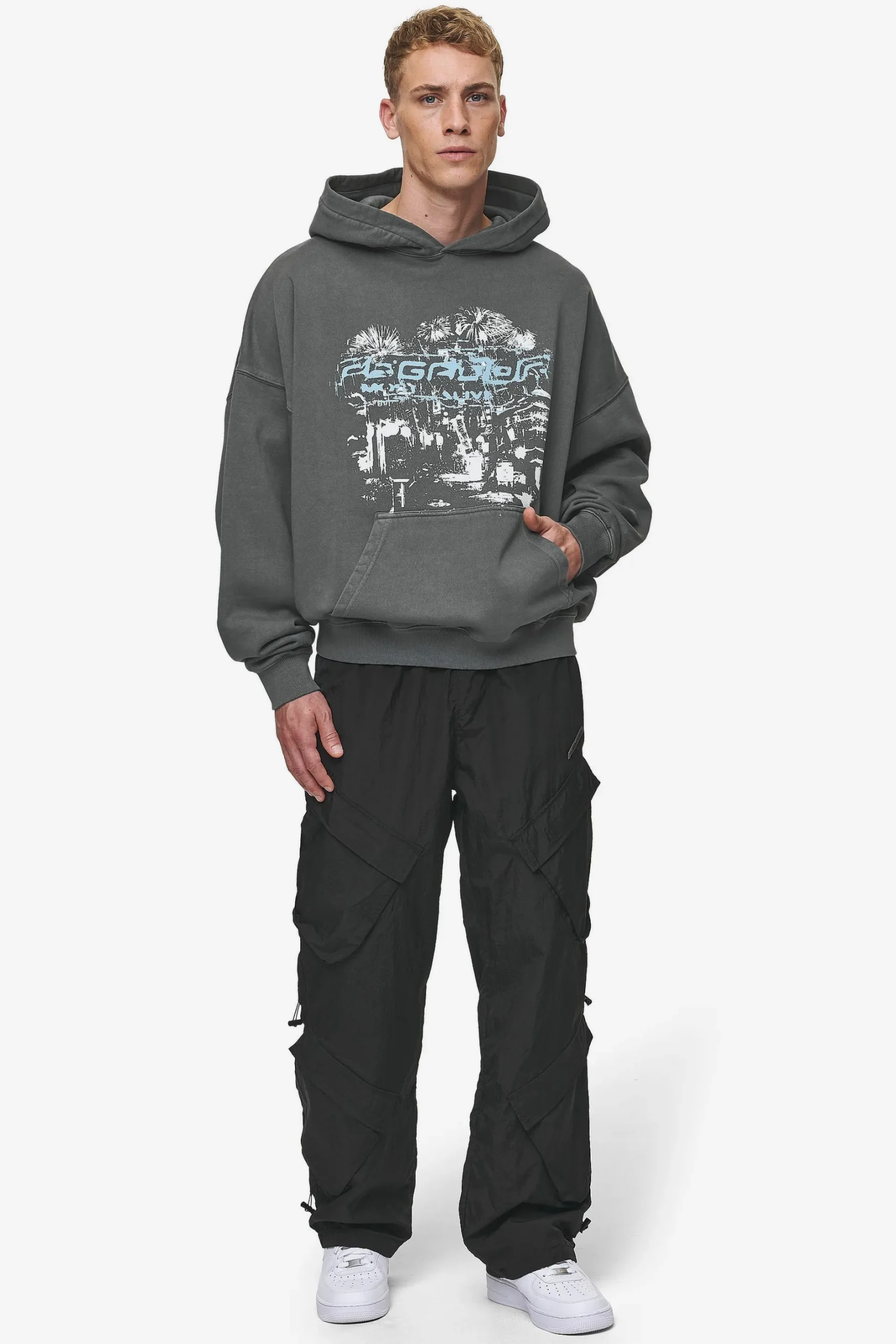 Pegador Macon Boxy Hoodie Washed Anthracite