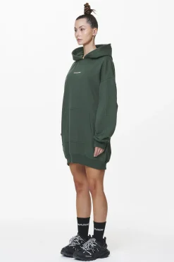 Pegador Malm Logo Oversized Hoodie Dress Washed Sage Green