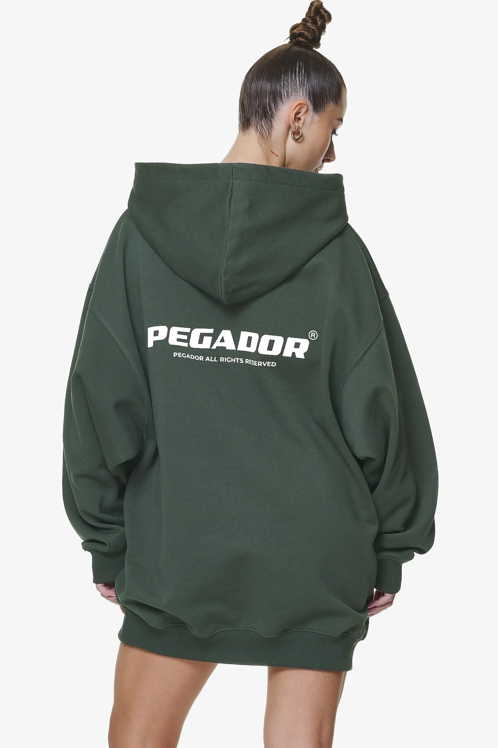 Pegador Malm Logo Oversized Hoodie Dress Washed Sage Green