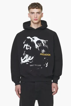 Pegador Nether Raglan Hoodie Vintage Washed Onyx Black