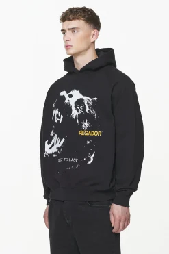 Pegador Nether Raglan Hoodie Vintage Washed Onyx Black