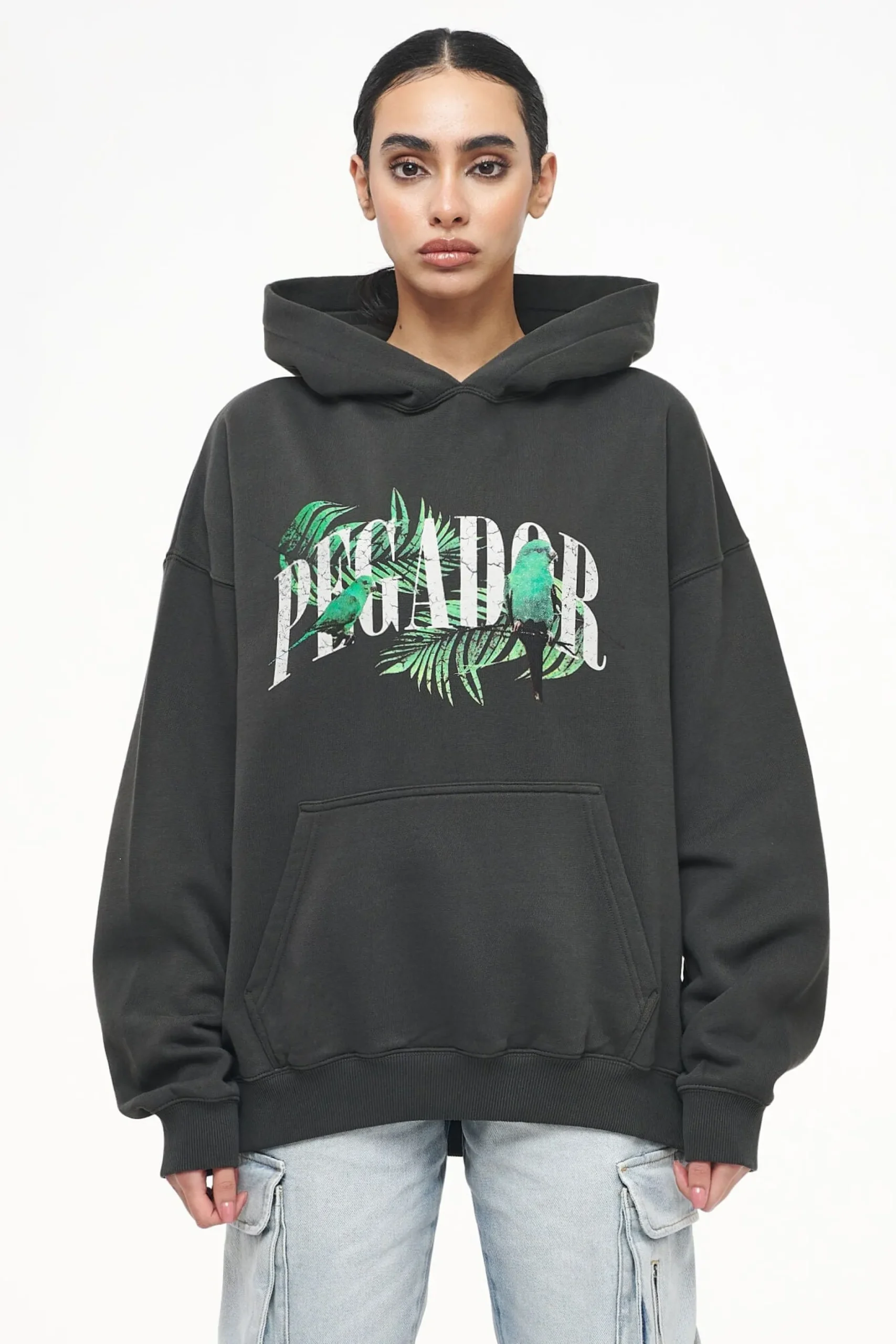 Pegador Palm Oversized Hoodie Vintage Washed Iron Grey