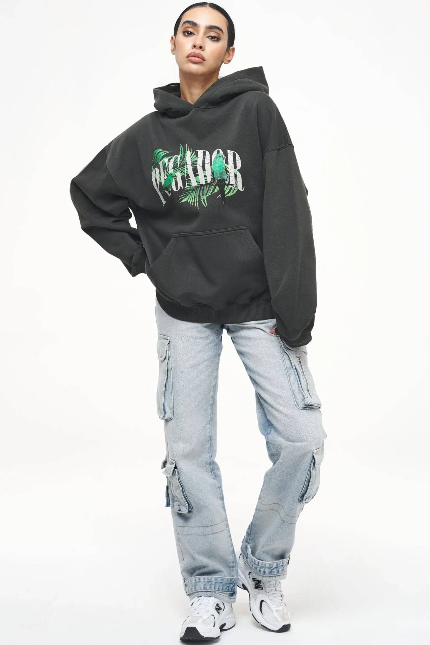 Pegador Palm Oversized Hoodie Vintage Washed Iron Grey