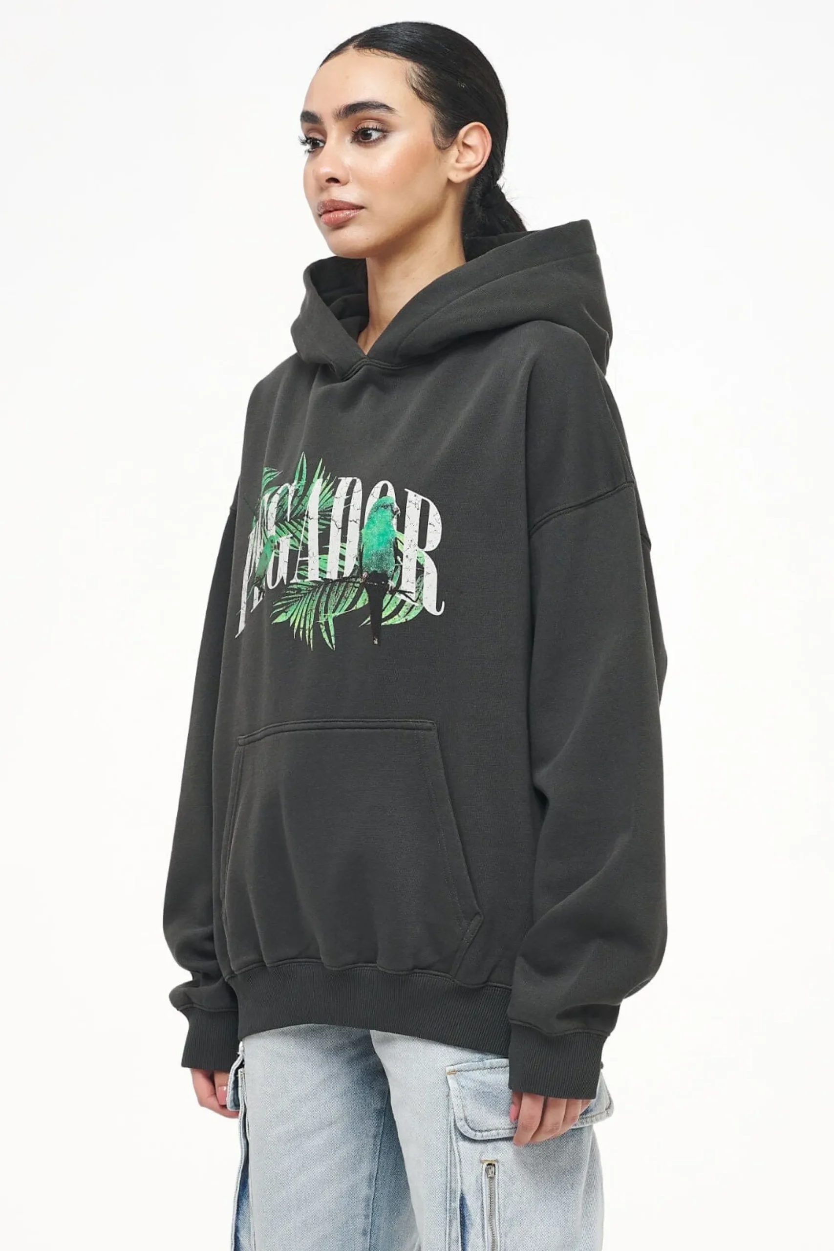 Pegador Palm Oversized Hoodie Vintage Washed Iron Grey
