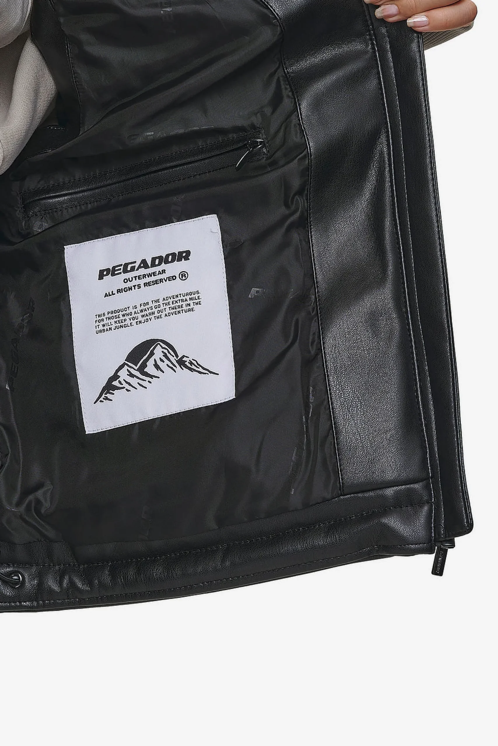 Pegador Priory Faux Leather Puffer Vest Metal Logo