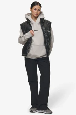 Pegador Priory Faux Leather Puffer Vest Metal Logo