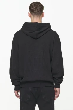 Pegador Quat Waffle Oversized Hoodie Vintage Washed Onyx Black