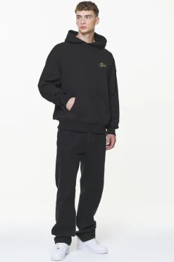 Pegador Quat Waffle Oversized Hoodie Vintage Washed Onyx Black