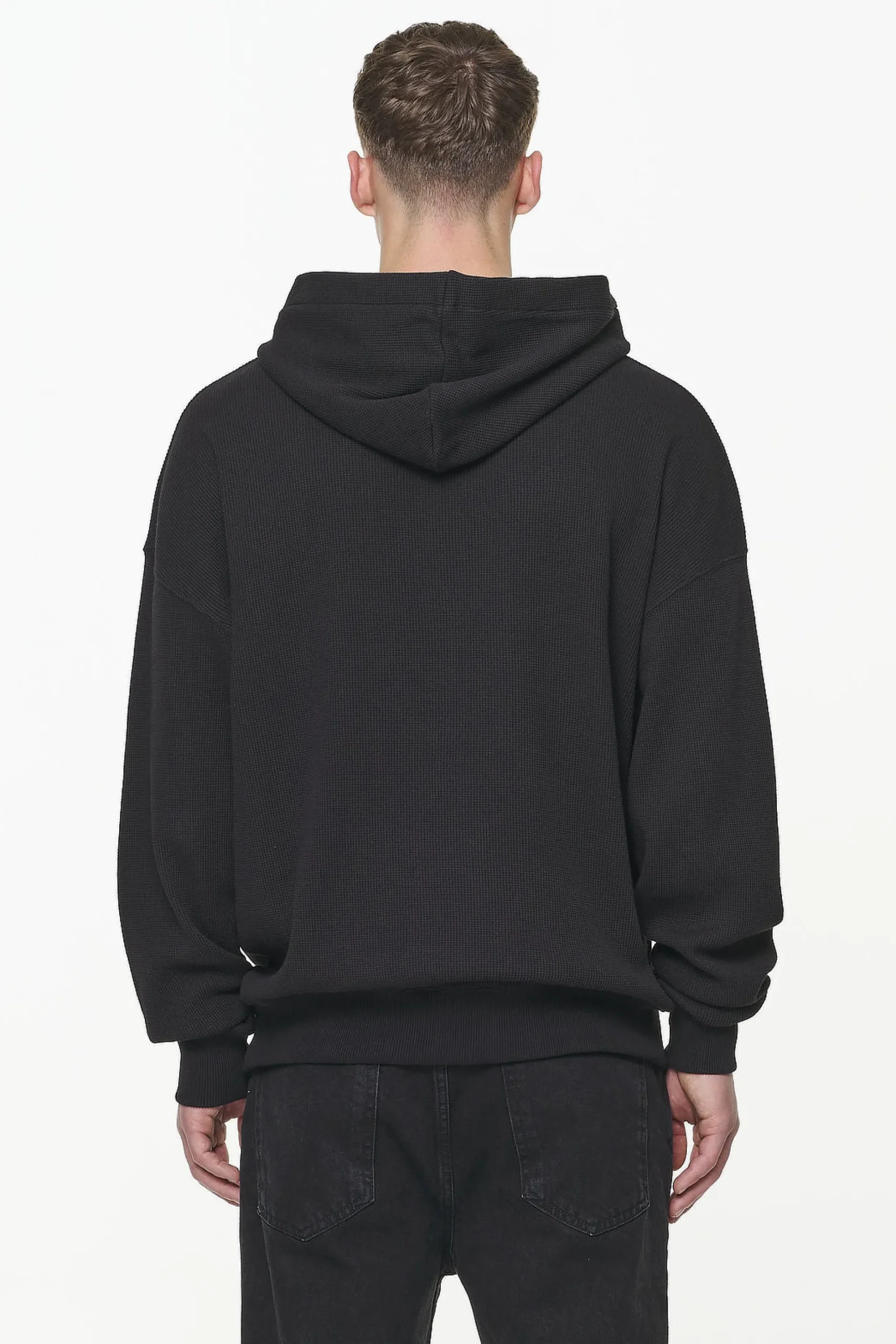 Pegador Quat Waffle Oversized Hoodie Vintage Washed Onyx Black