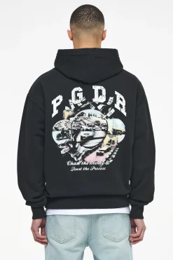 Pegador Reid Oversized Hoodie Vintage Washed Black Ink