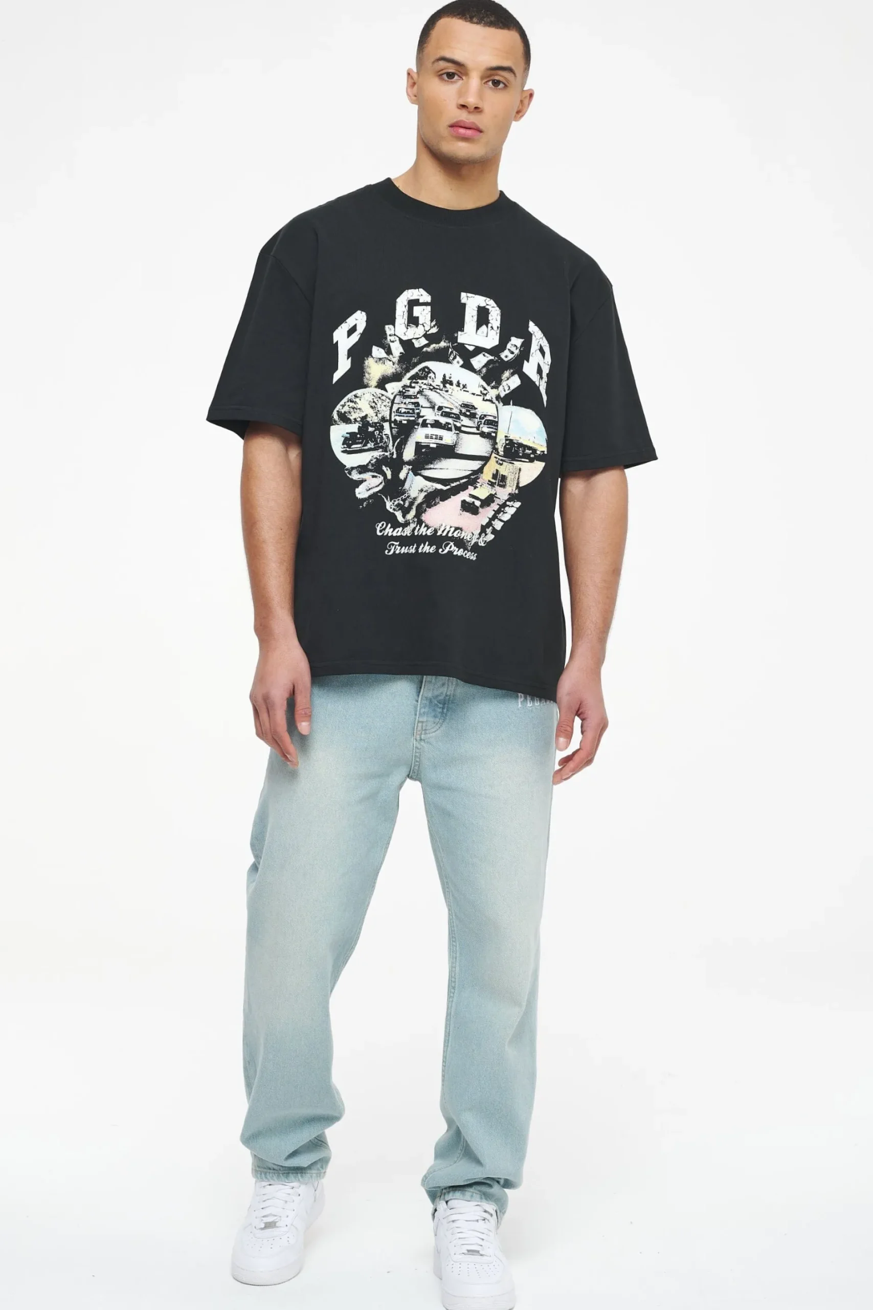 Pegador Reid Oversized Tee Vintage Washed Black Ink