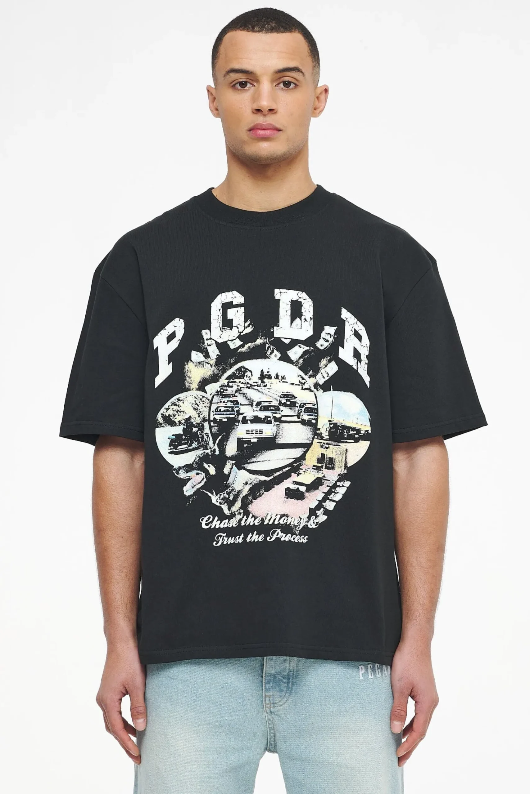 Pegador Reid Oversized Tee Vintage Washed Black Ink