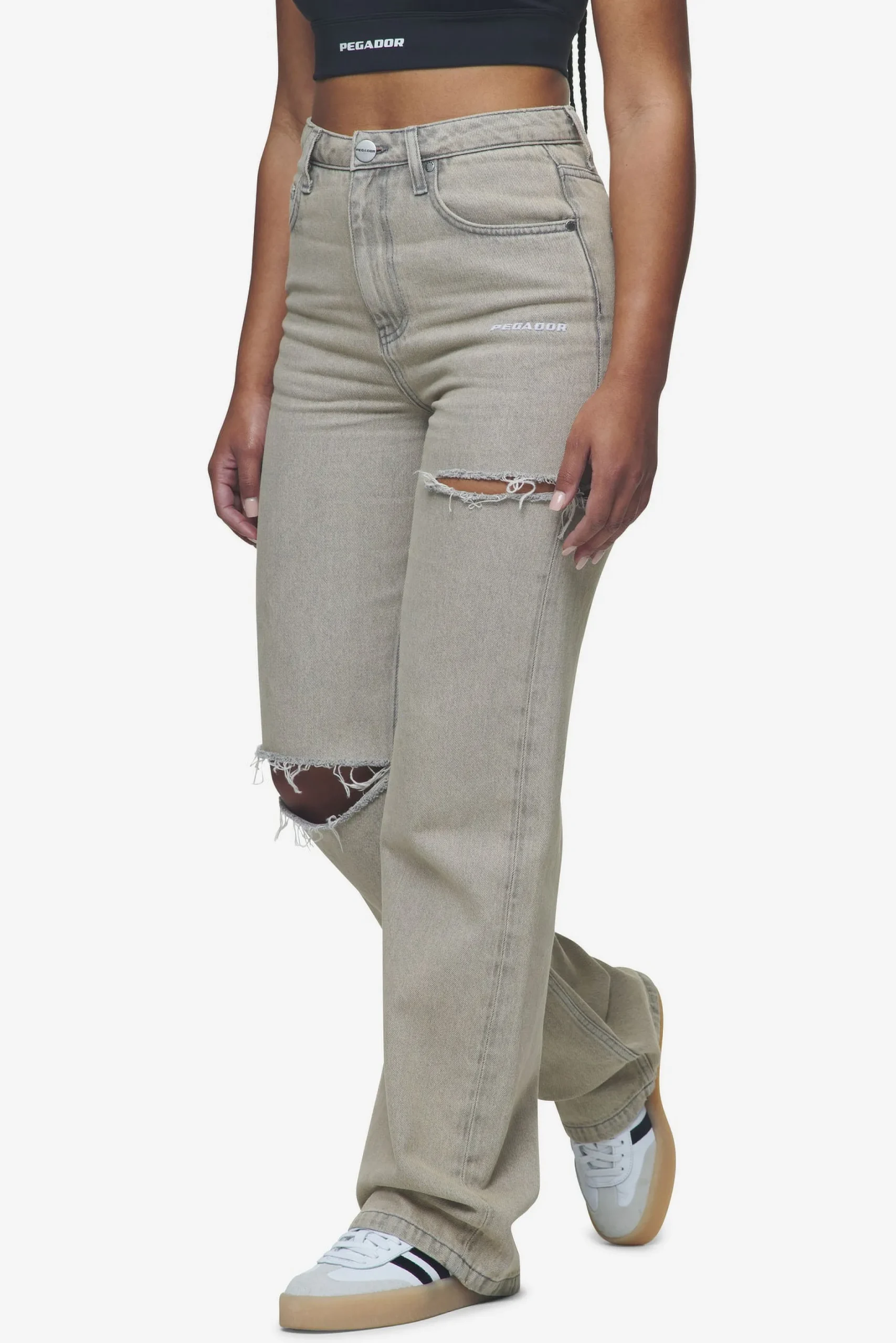 Pegador Romani Destroyed High Waist Jeans Washed Coast Sand