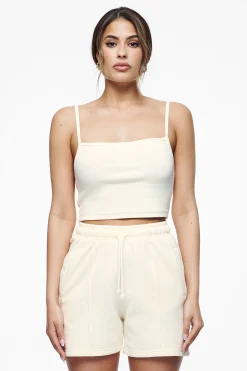 Pegador Ruby Rib Crop Top Vintage Washed Unbleached