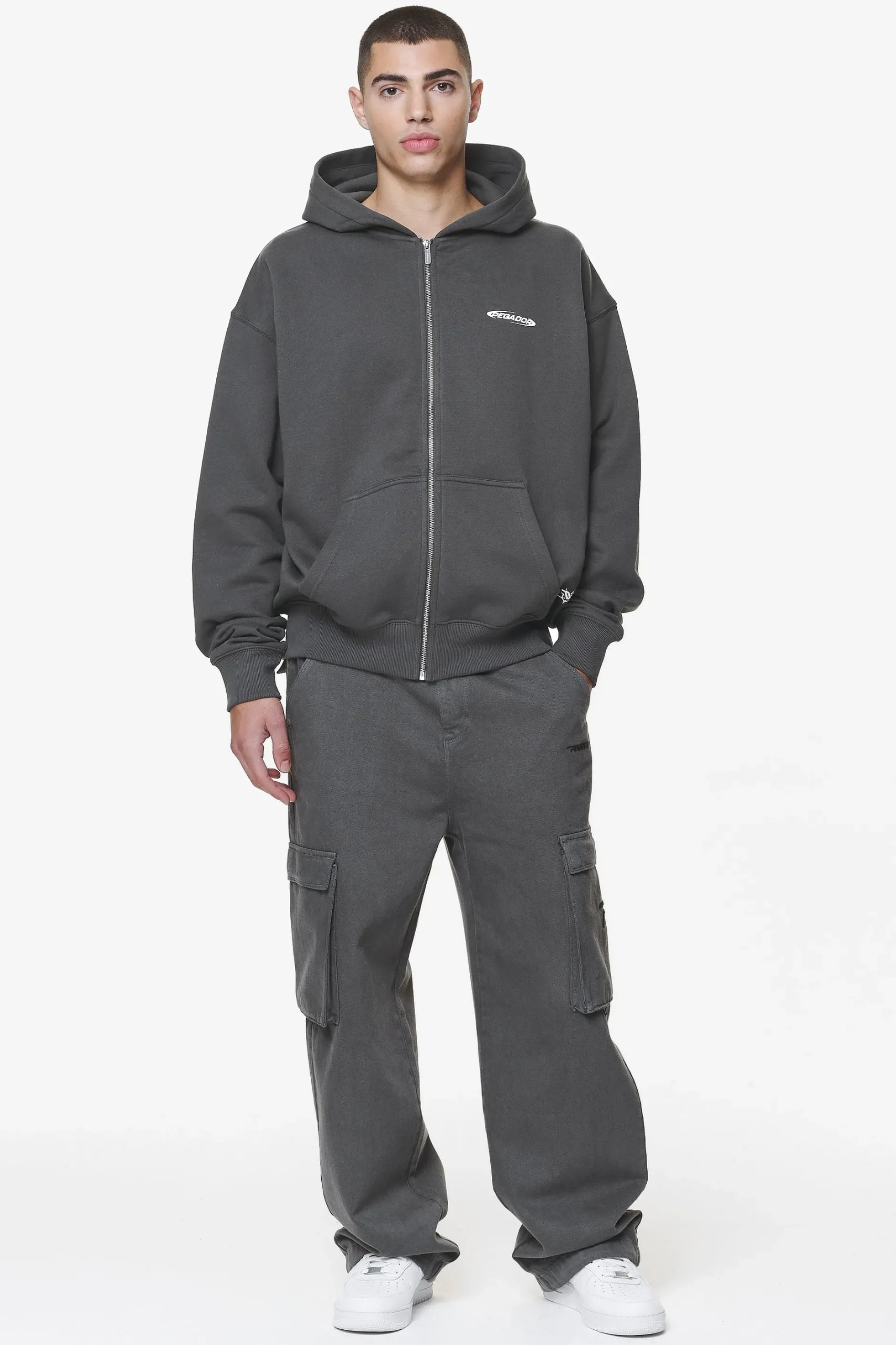 Pegador Sanit Oversized Sweat Jacket Washed Volcano Grey