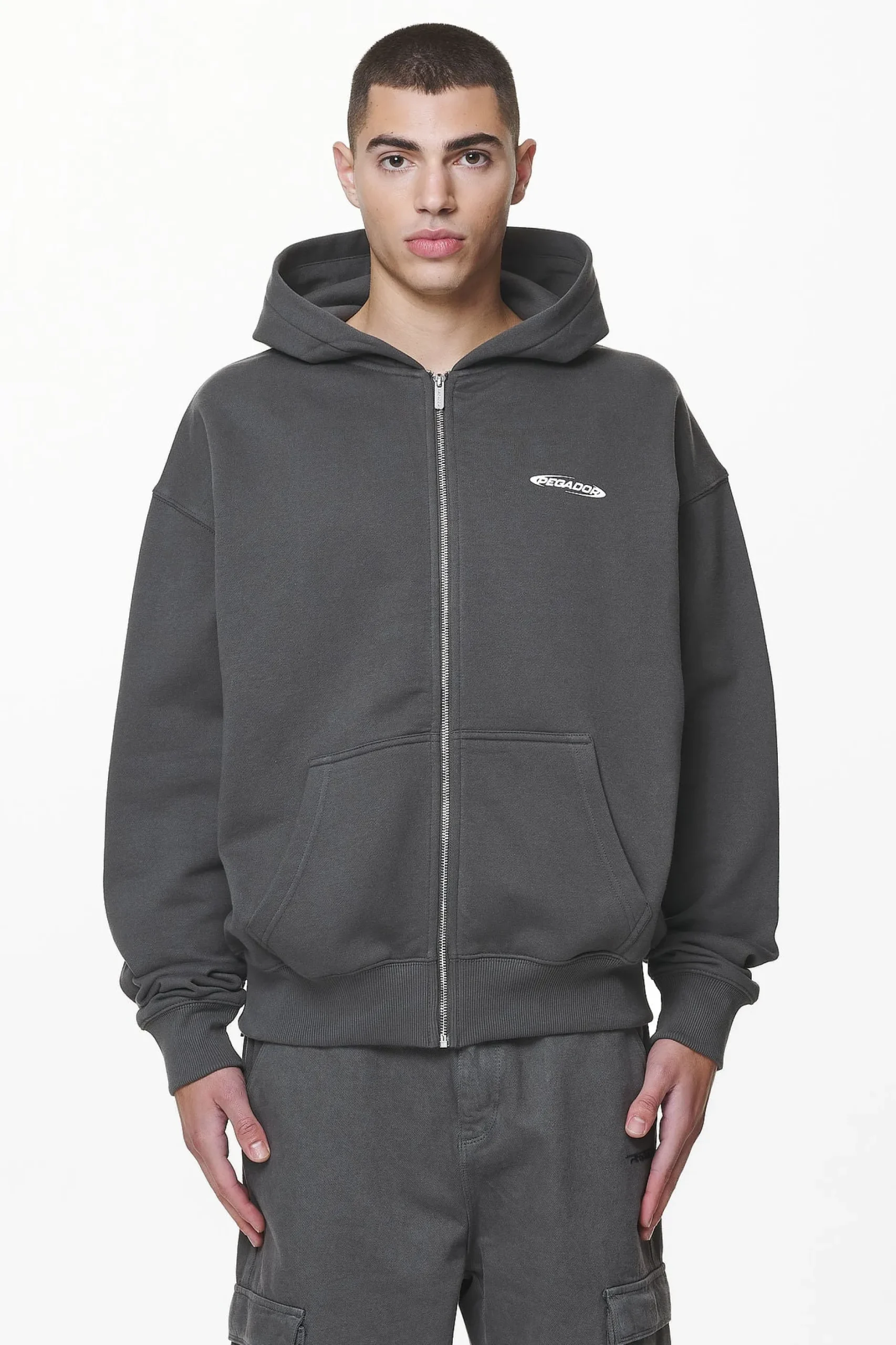 Pegador Sanit Oversized Sweat Jacket Washed Volcano Grey