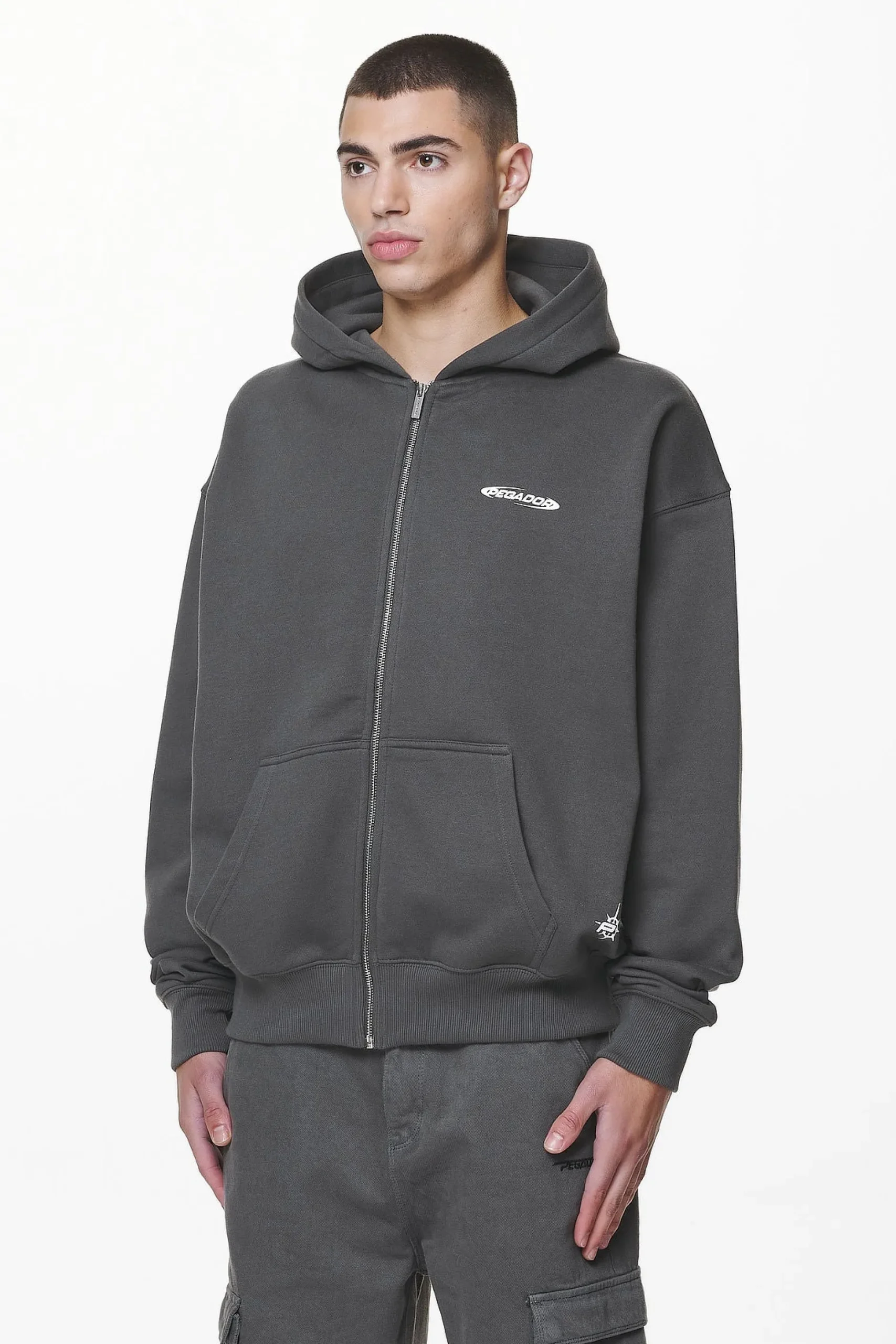 Pegador Sanit Oversized Sweat Jacket Washed Volcano Grey