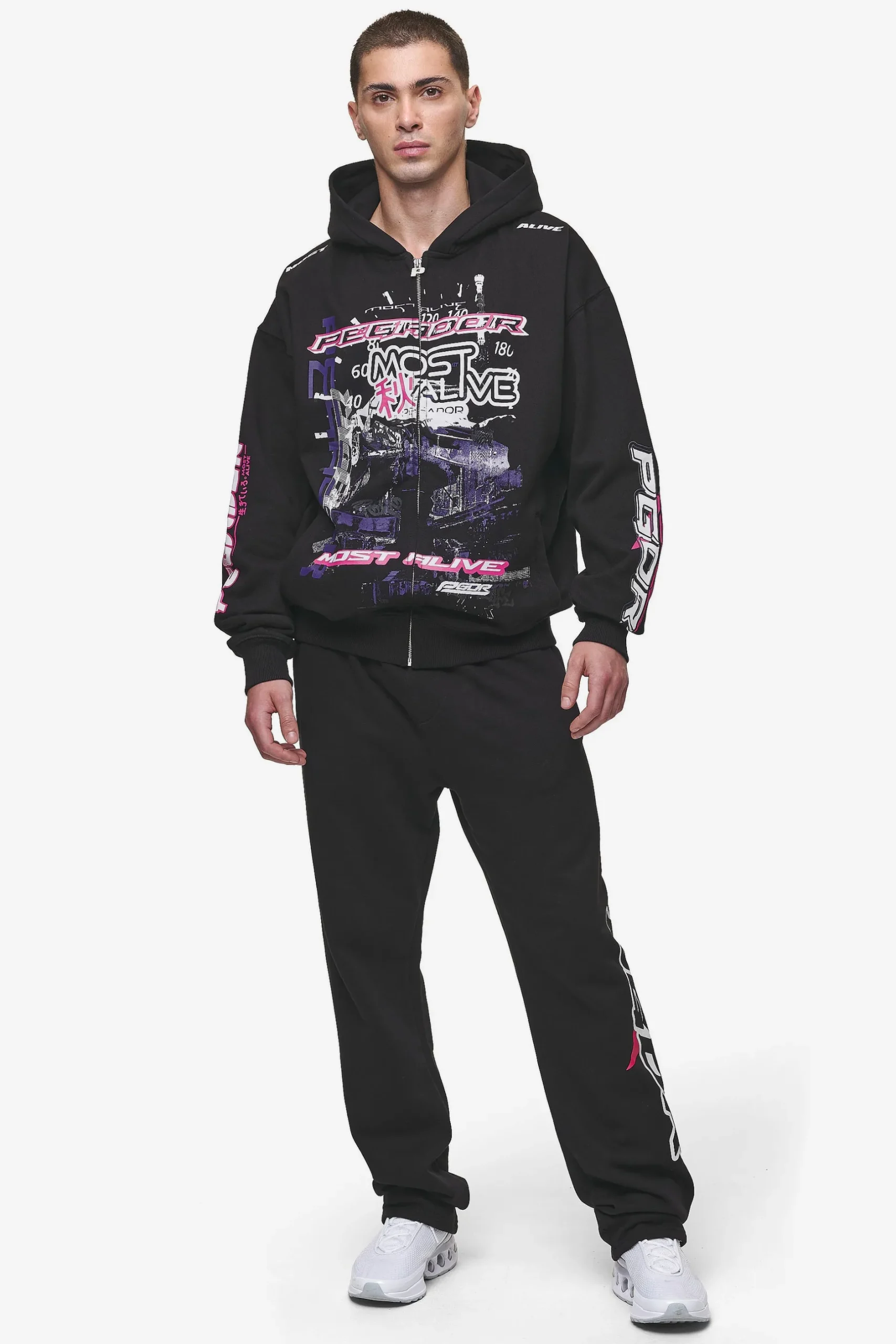 Pegador Saxon Oversized Sweat Jacket Washed Black