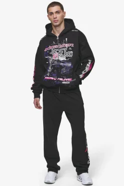 Pegador Saxon Oversized Sweat Jacket Washed Black