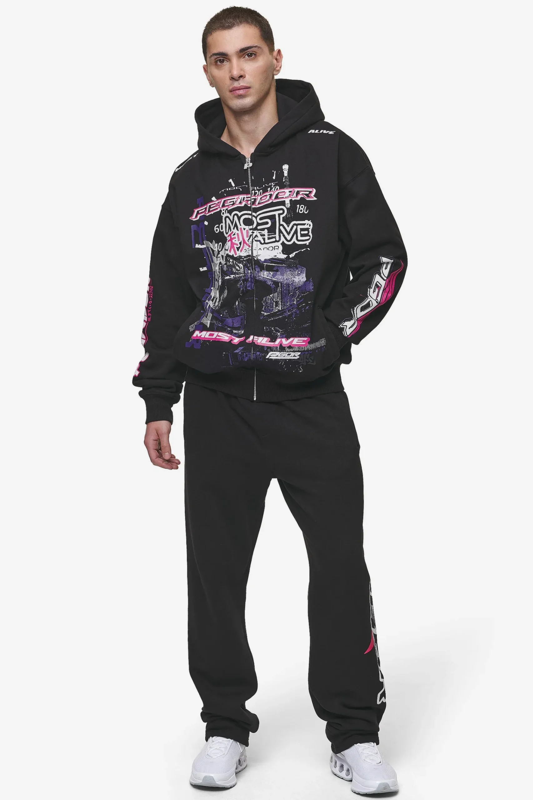 Pegador Saxon Oversized Sweat Jacket Washed Black