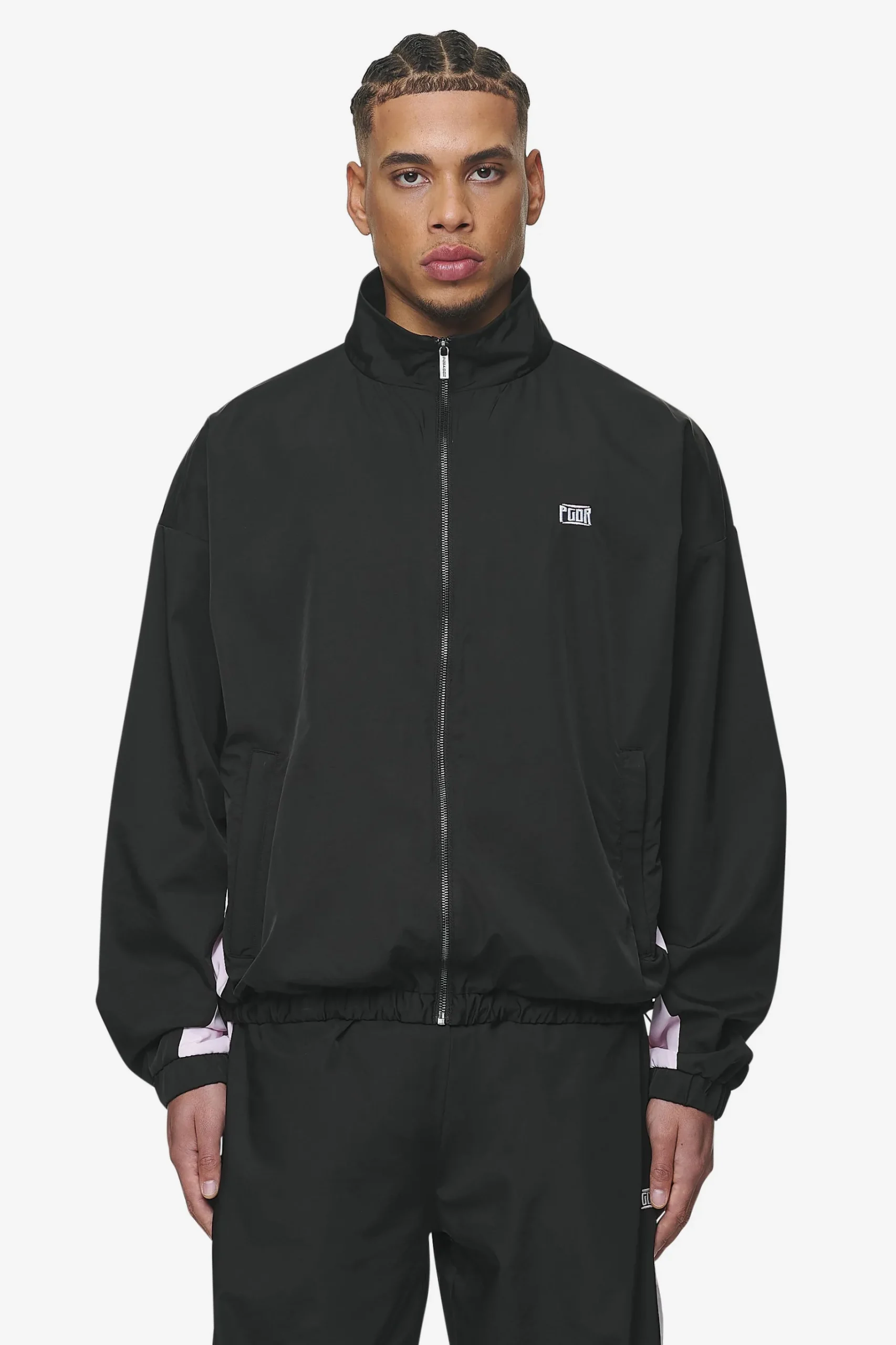 Pegador Stow Boxy Track Jacket Black Bubblegum