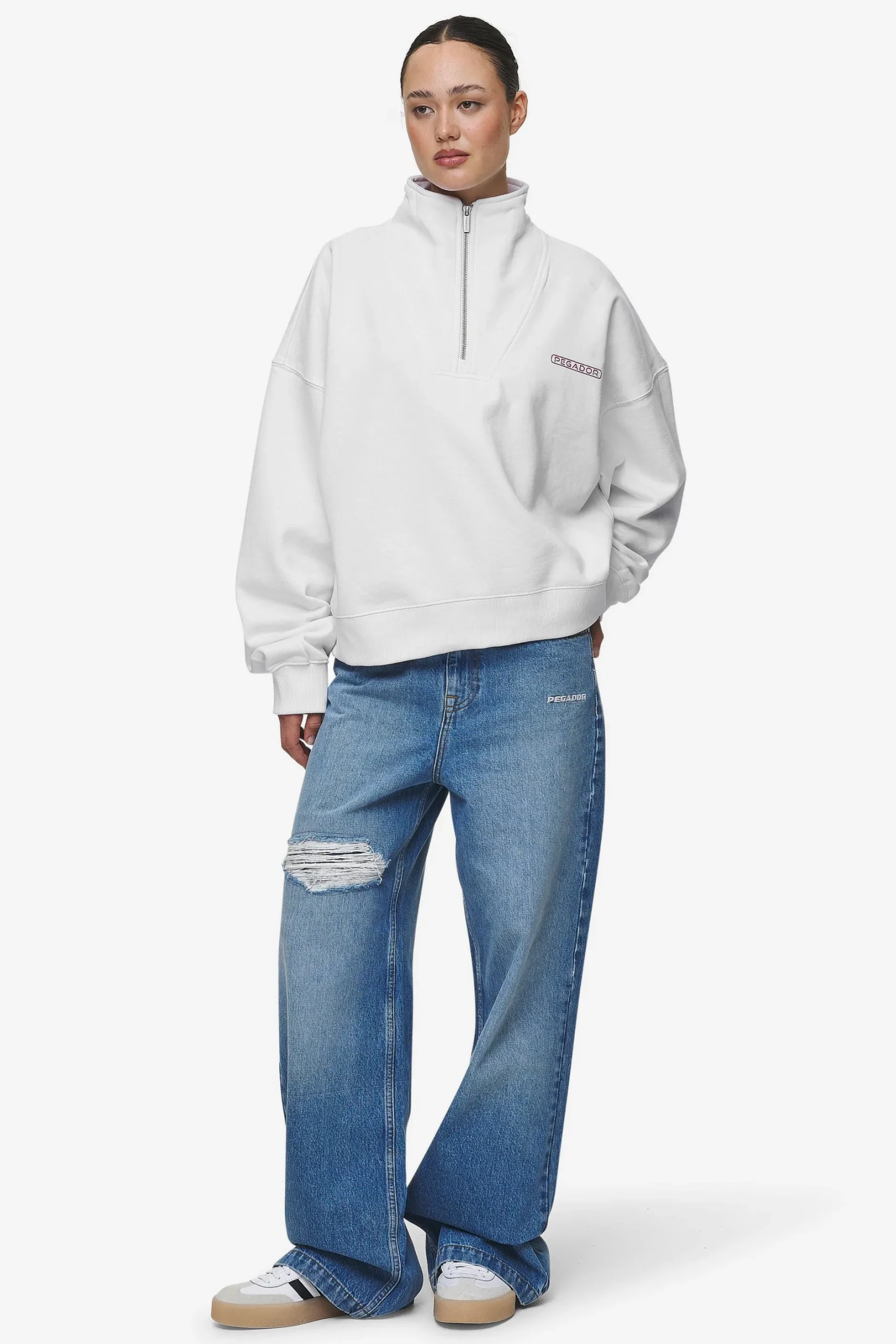 Pegador Thea Oversized Halfzip Sweater White
