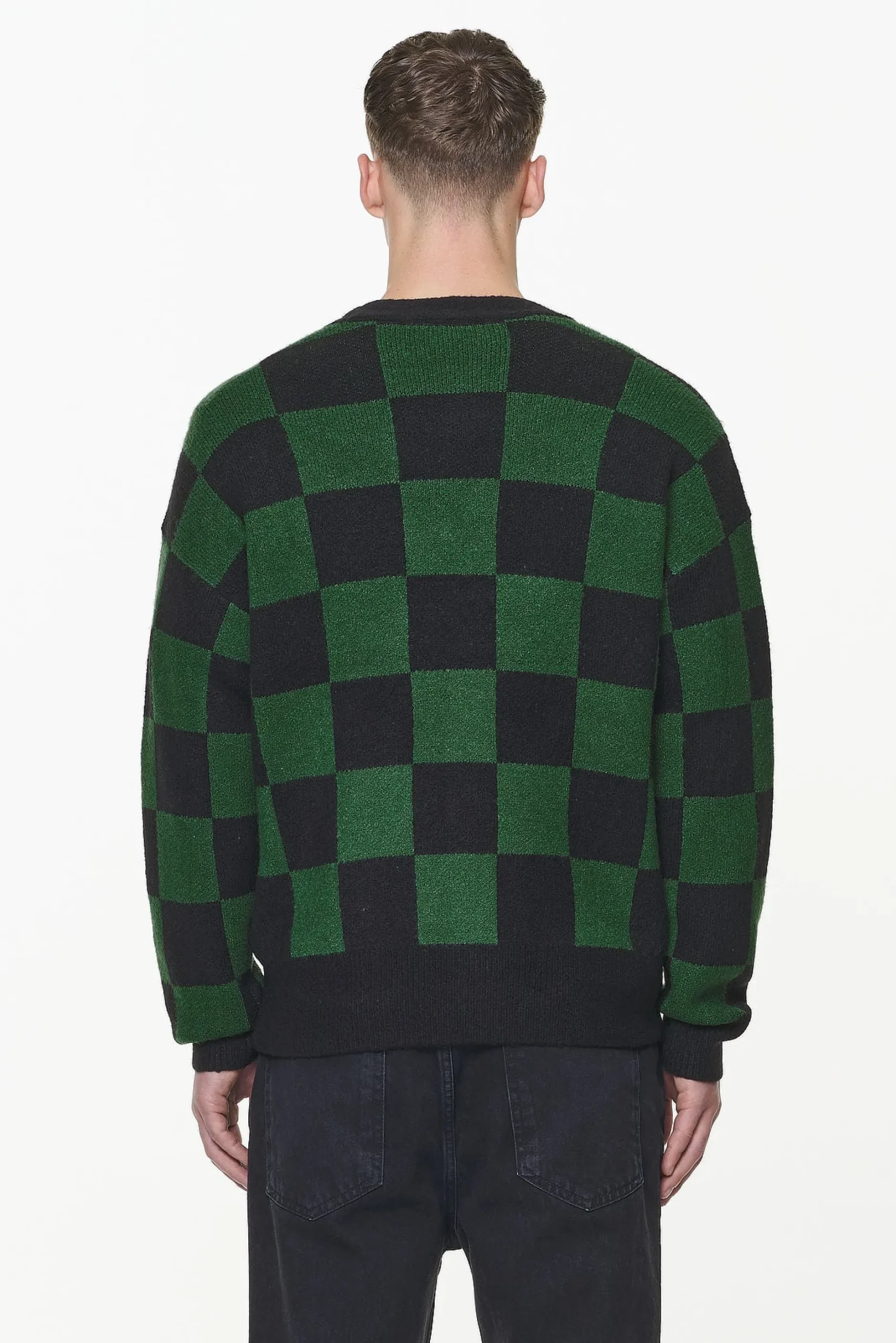 Pegador Todd Checkered Knit Cardigan Onyx Black British Green