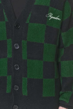 Pegador Todd Checkered Knit Cardigan Onyx Black British Green