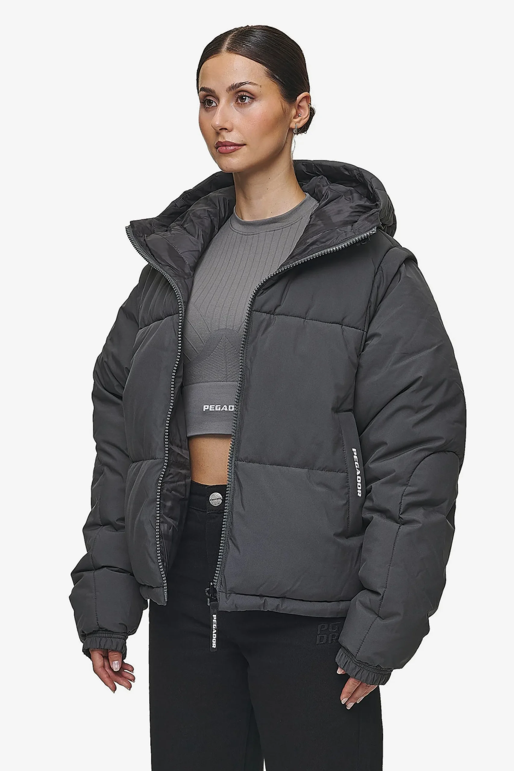 Pegador Trixy 4 In 1 Reversible Puffer Jacket Anthracite