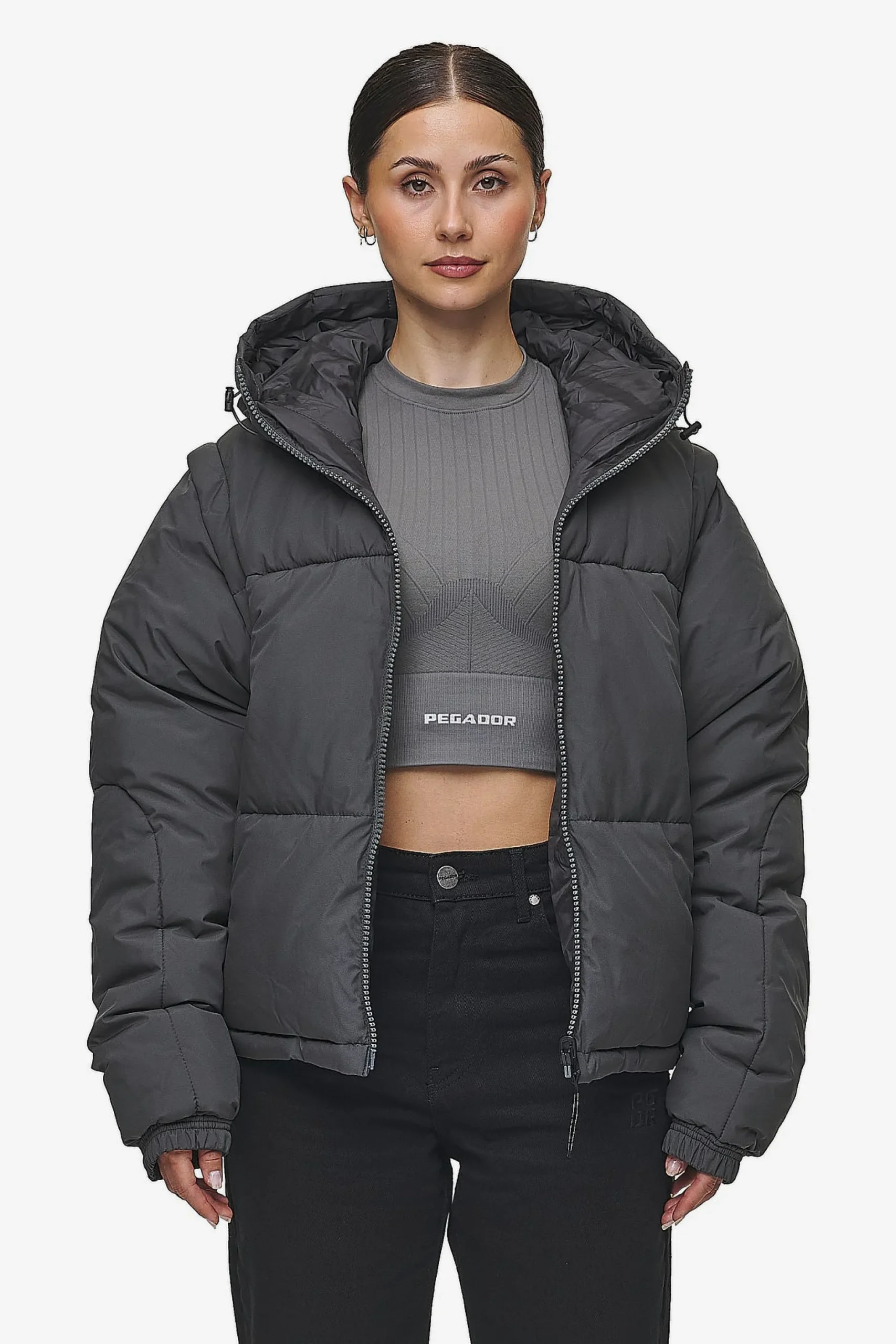 Pegador Trixy 4 In 1 Reversible Puffer Jacket Anthracite