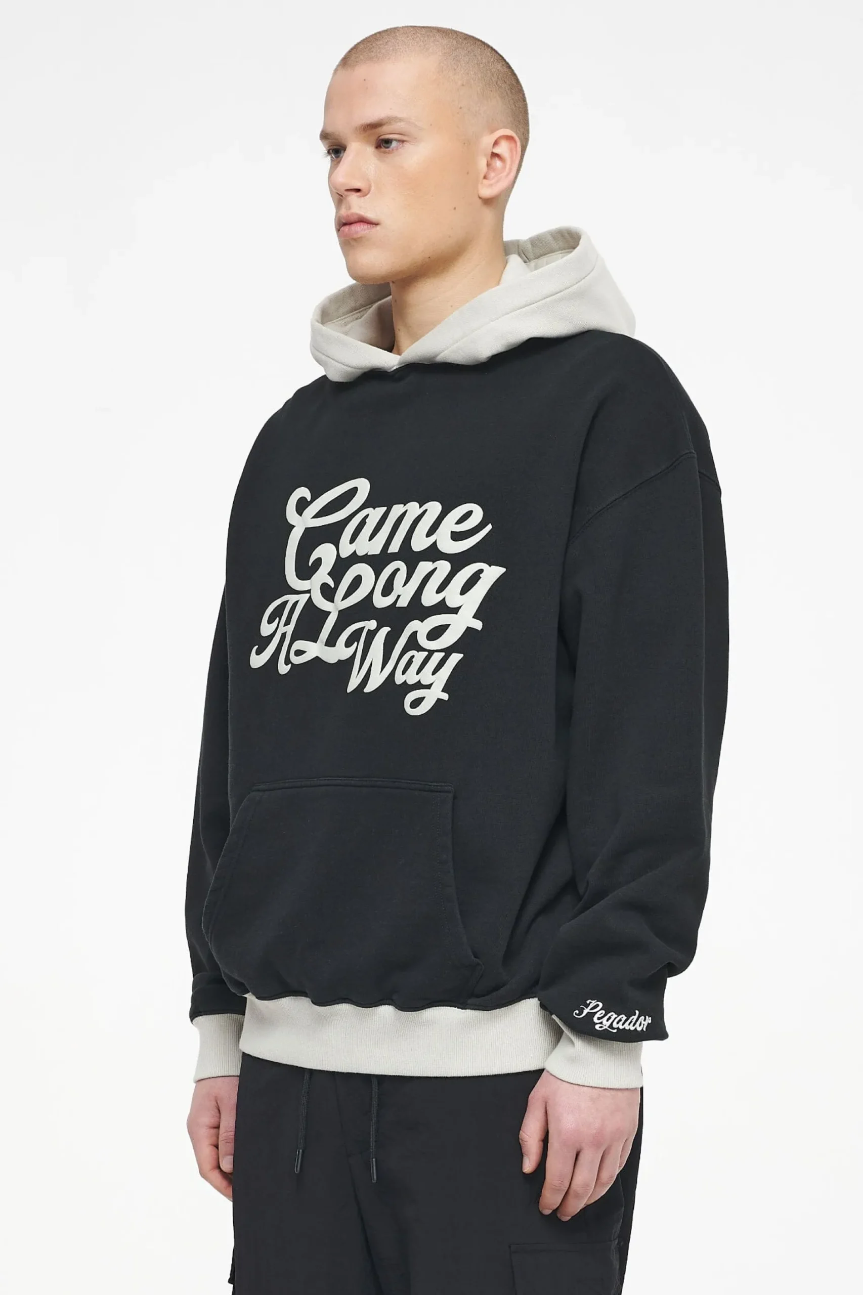 Pegador Trounce Oversized Hoodie Vintage Washed Black Ink Angels Cream