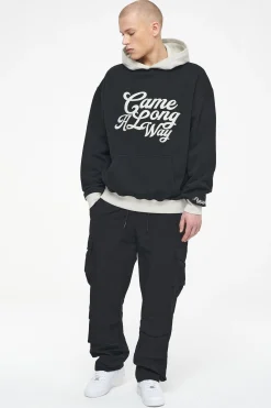 Pegador Trounce Oversized Hoodie Vintage Washed Black Ink Angels Cream