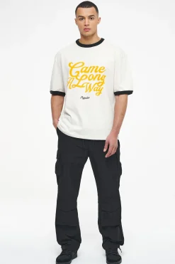Pegador Trounce Oversized Ringer Tee Vintage Washed Angels Cream Black Ink