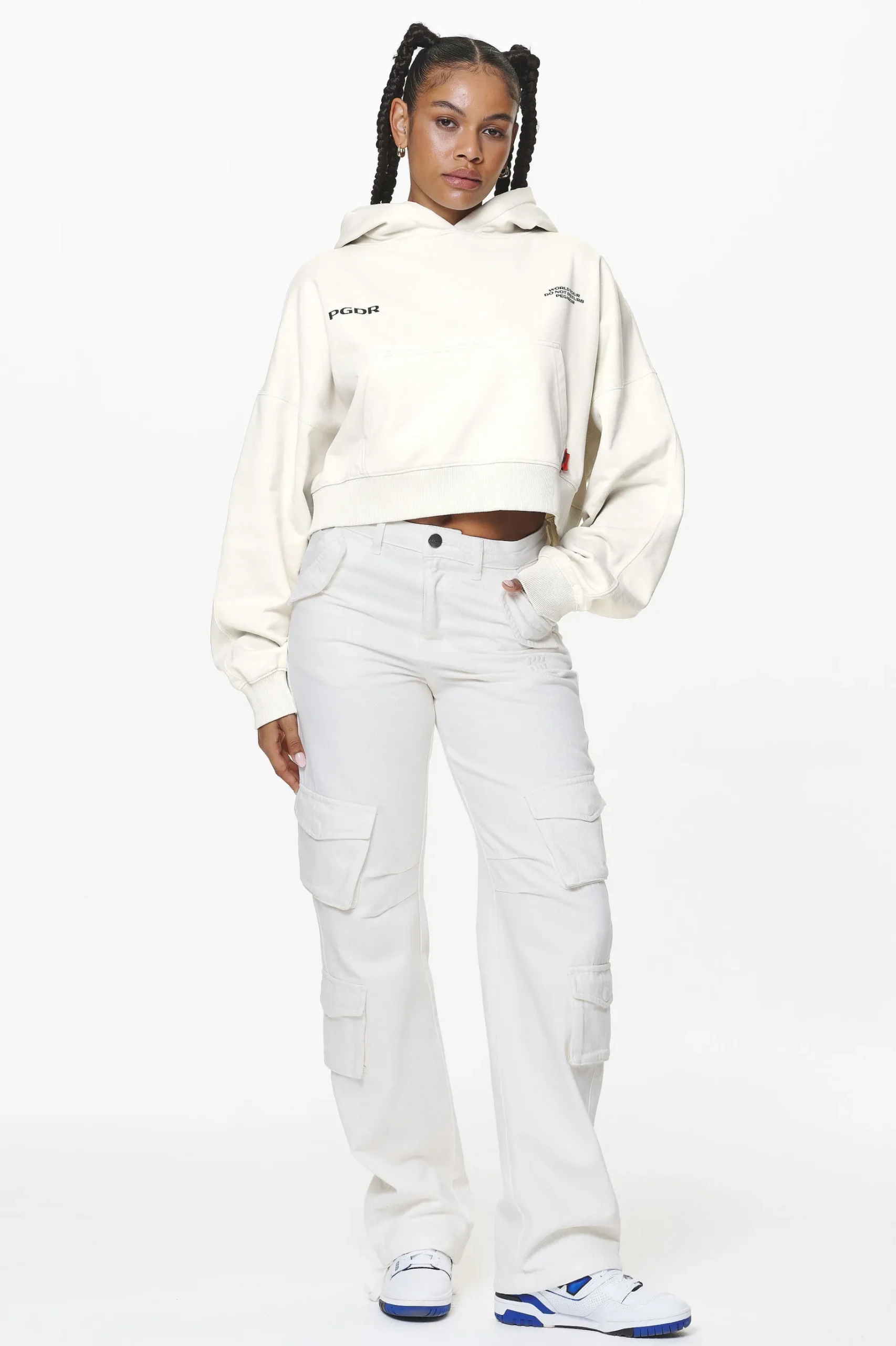 Pegador Vrena Oversized Cropped Hoodie Washed Salty Cream