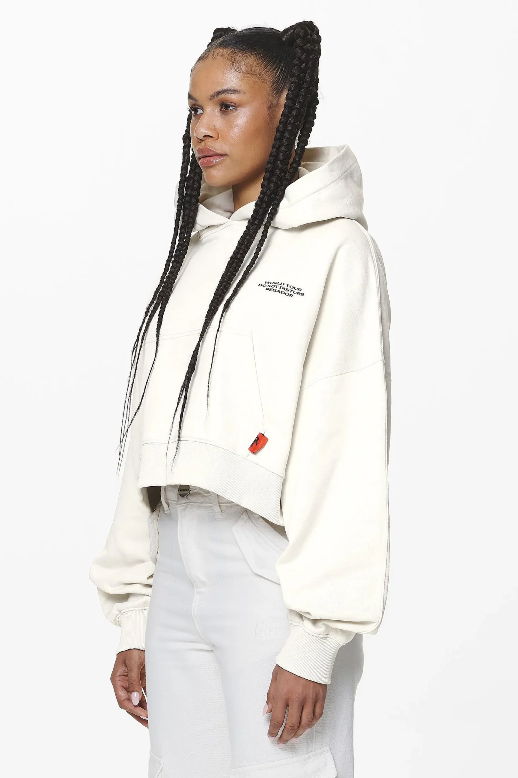 Pegador Vrena Oversized Cropped Hoodie Washed Salty Cream