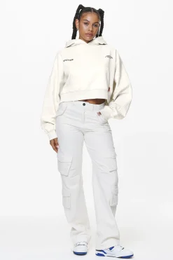 Pegador Vrena Oversized Cropped Hoodie Washed Salty Cream