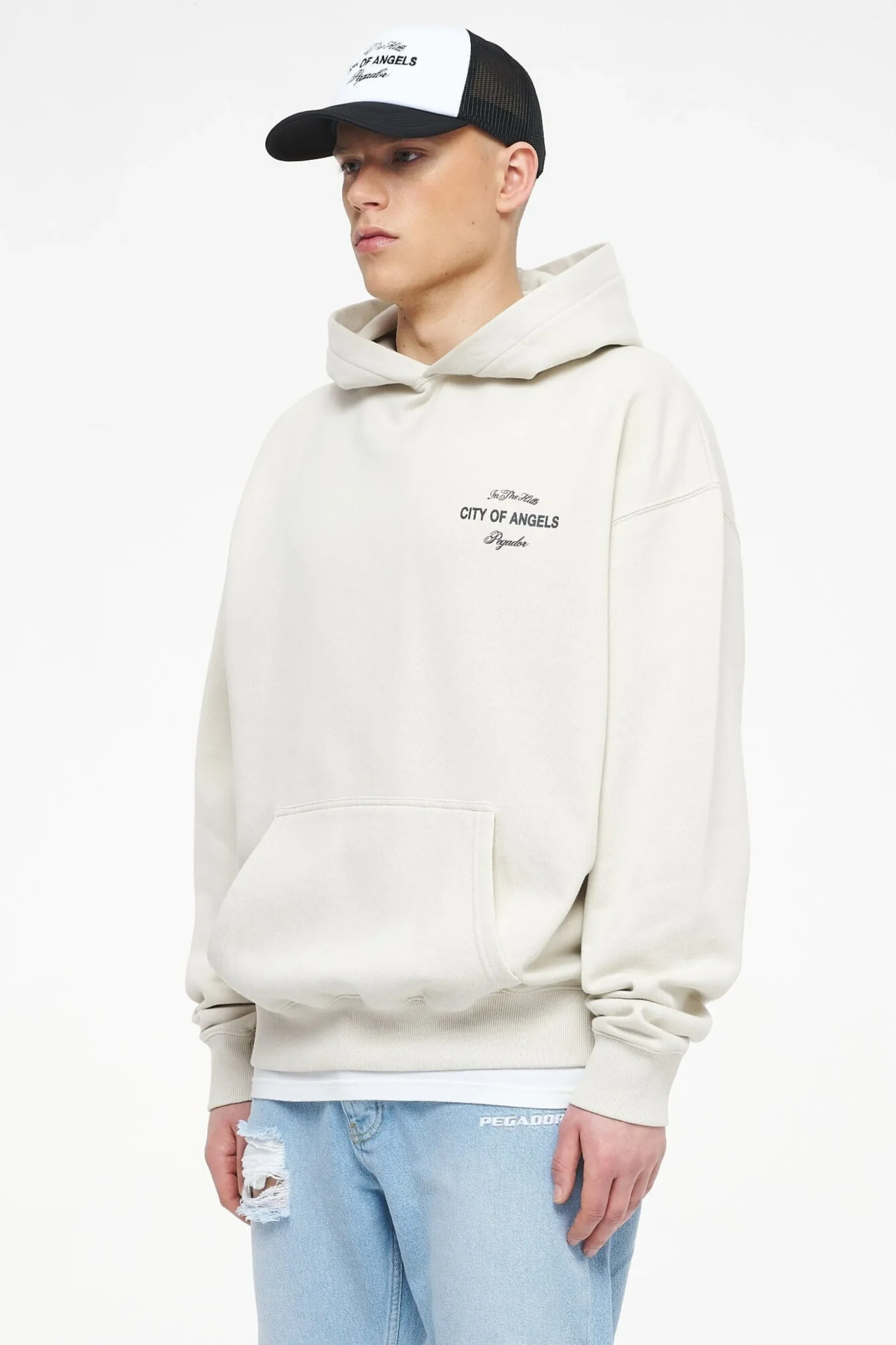 Pegador Wallace Oversized Hoodie Vintage Washed Angels Cream