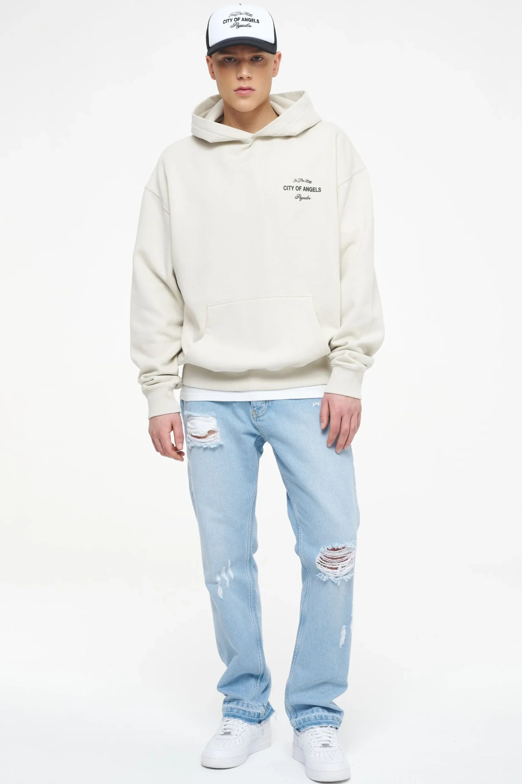 Pegador Wallace Oversized Hoodie Vintage Washed Angels Cream