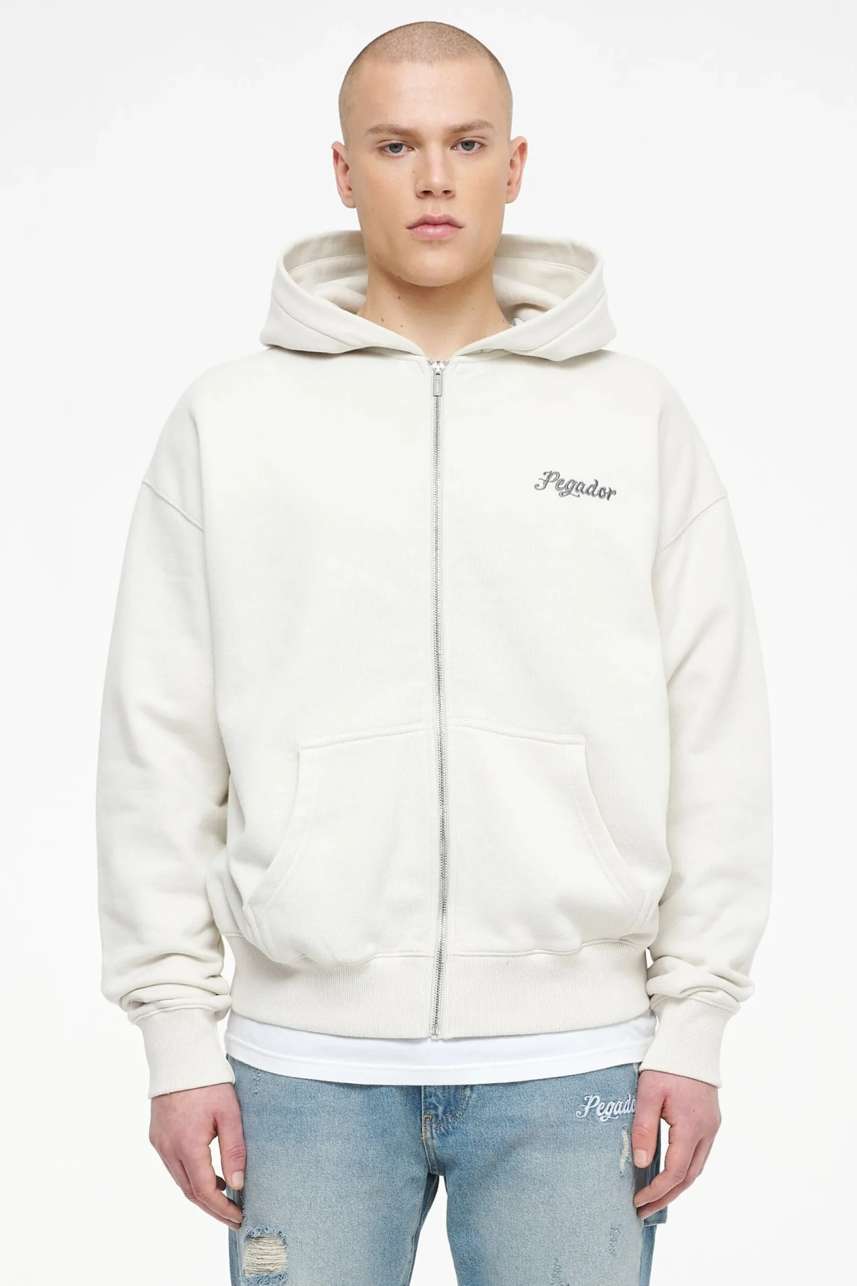 Pegador West Oversized Sweat Jacket Vintage Washed Angels Cream
