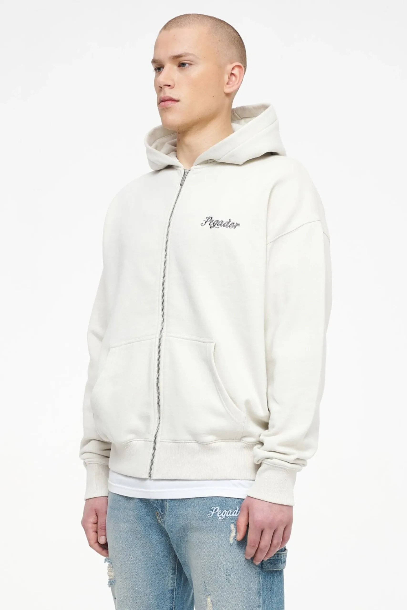 Pegador West Oversized Sweat Jacket Vintage Washed Angels Cream