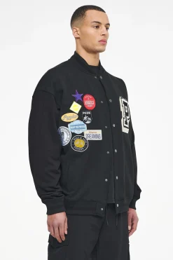 Pegador Whitney Varsity Jacket Washed Black Ink Black