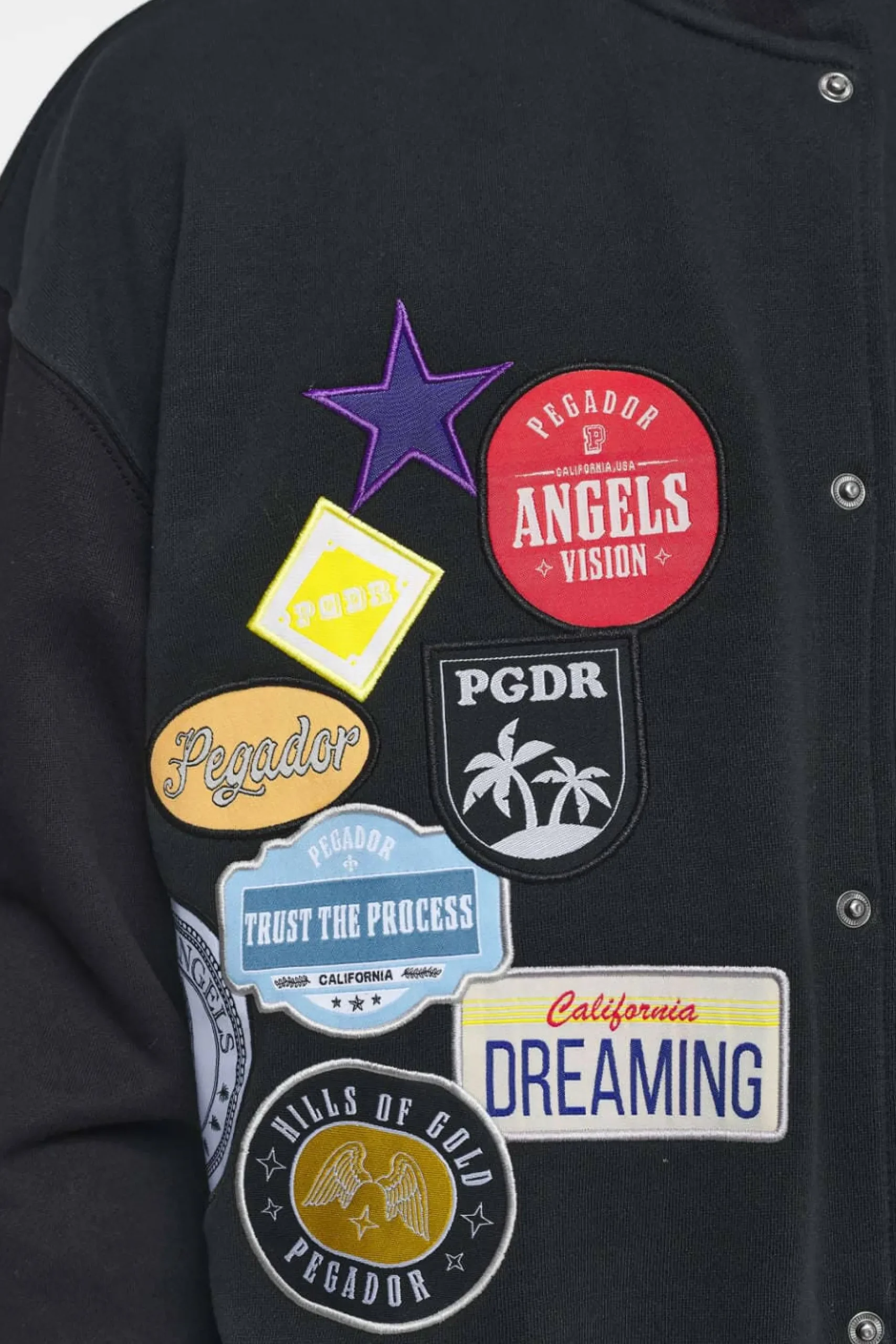 Pegador Whitney Varsity Jacket Washed Black Ink Black
