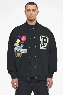 Pegador Whitney Varsity Jacket Washed Black Ink Black