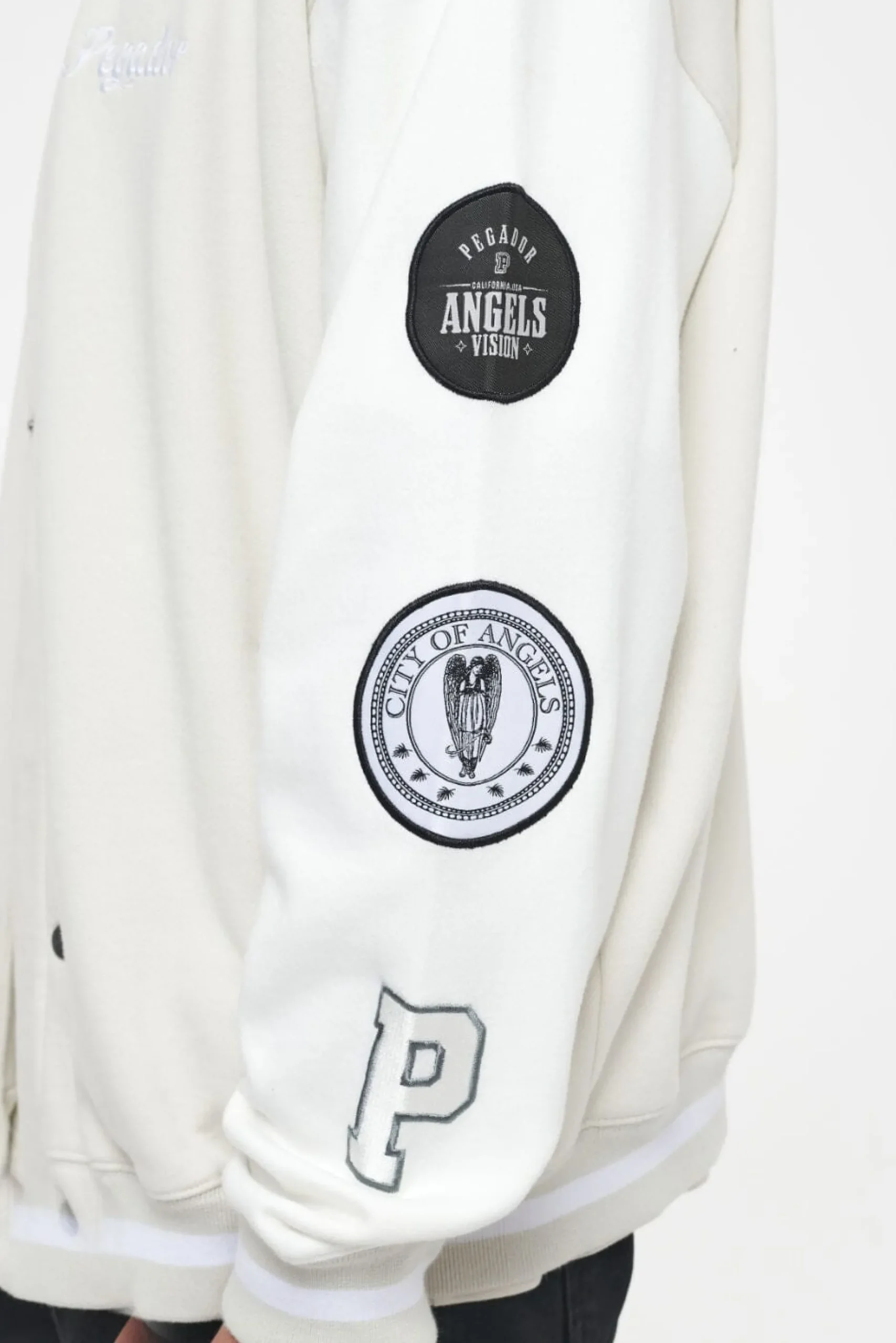 Pegador Yardley Varsity Jacket Washed Angels Cream Bright White