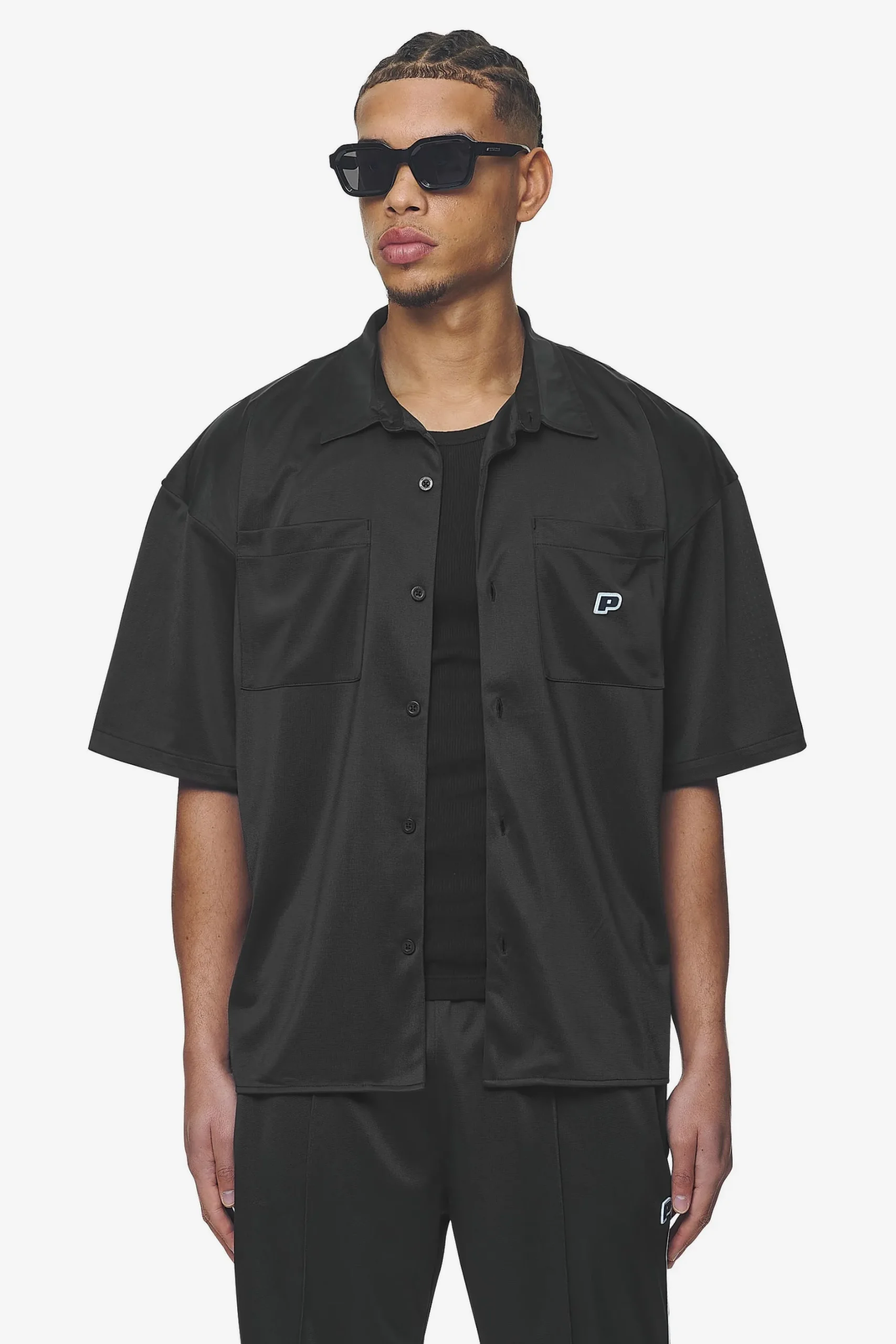 Pegador Zeno Boxy Shirt Black Baby Blue