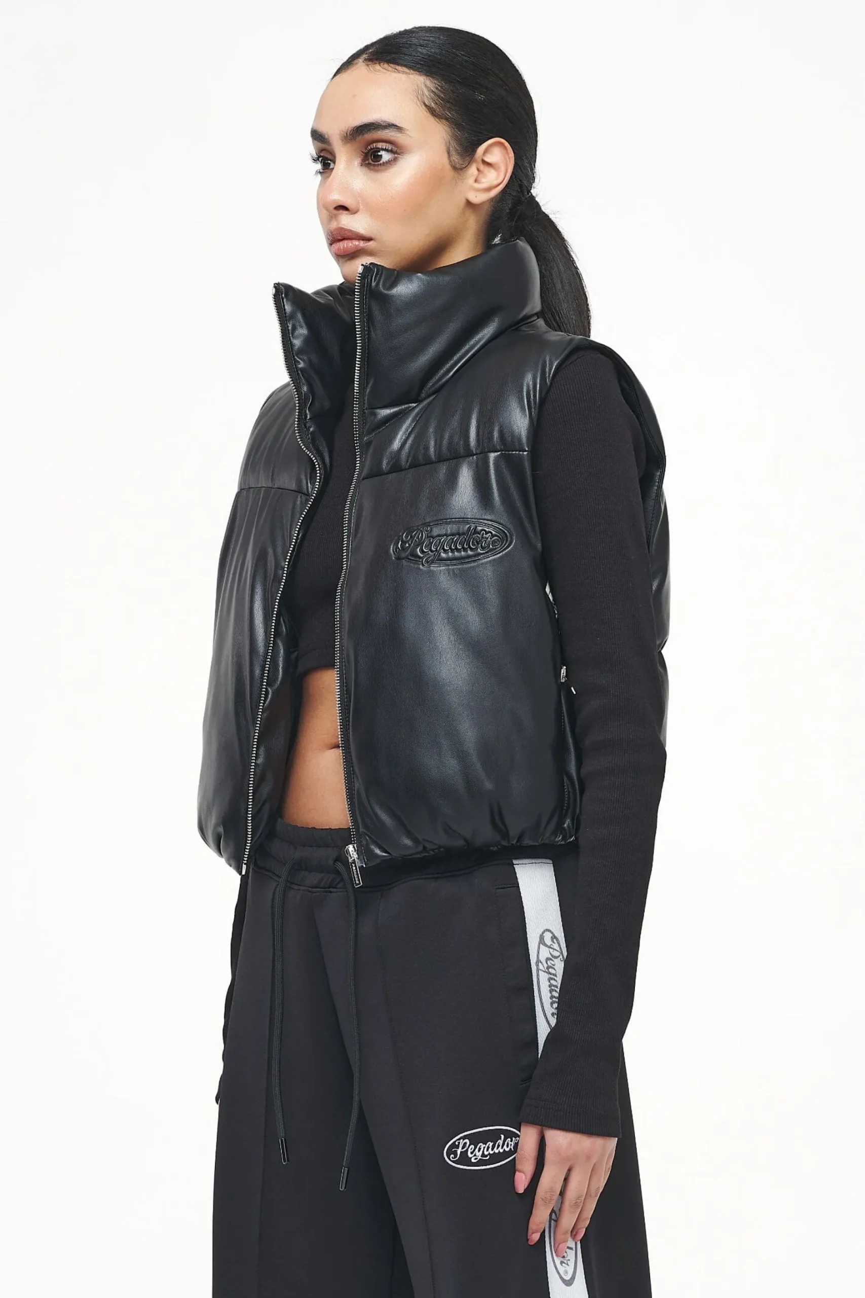 Pegador Zito Cropped Faux Leather Vest