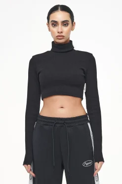 Pegador Zito Rib Cropped Turtleneck Longsleeve Black
